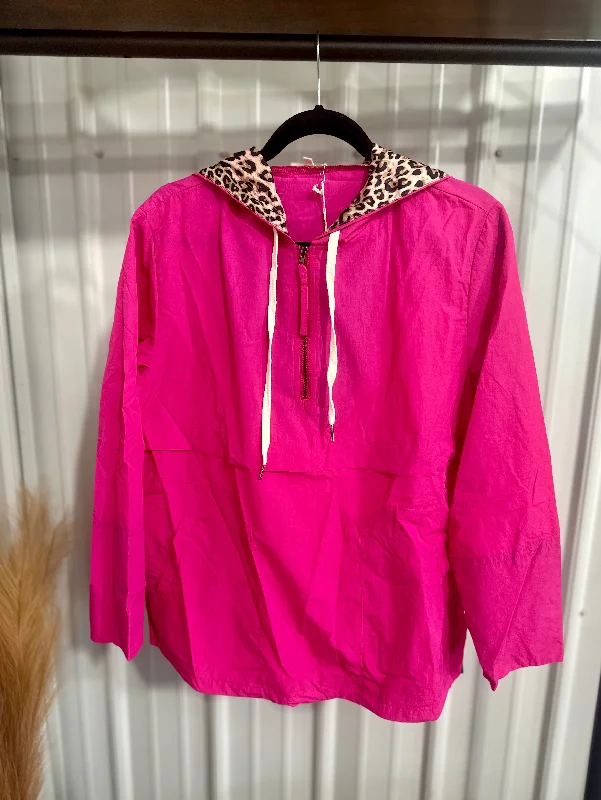 Leopard Lined Windbreaker - Hot Pink