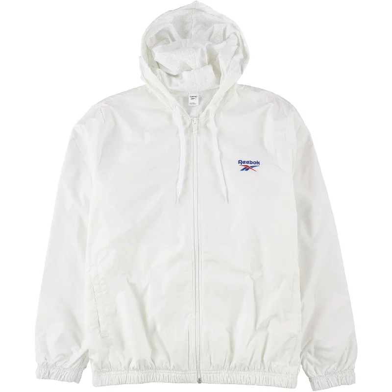 Reebok Womens Classic Vector Windbreaker Jacket, White, Small