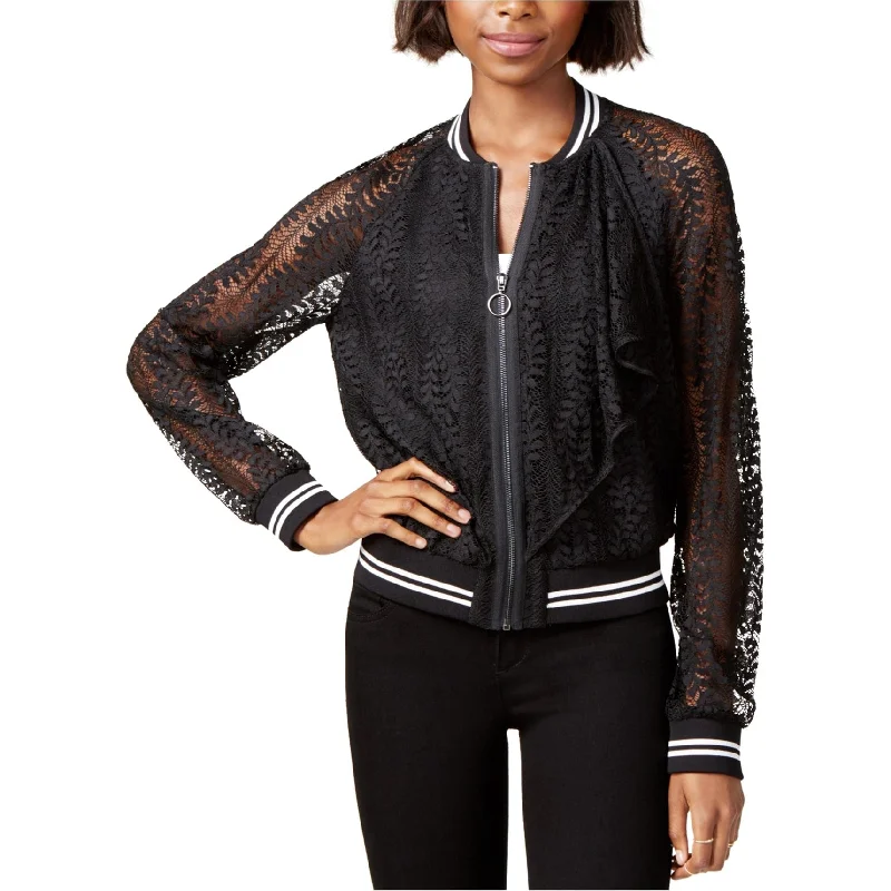 Rachel Roy Womens Lace Bomber Jacket