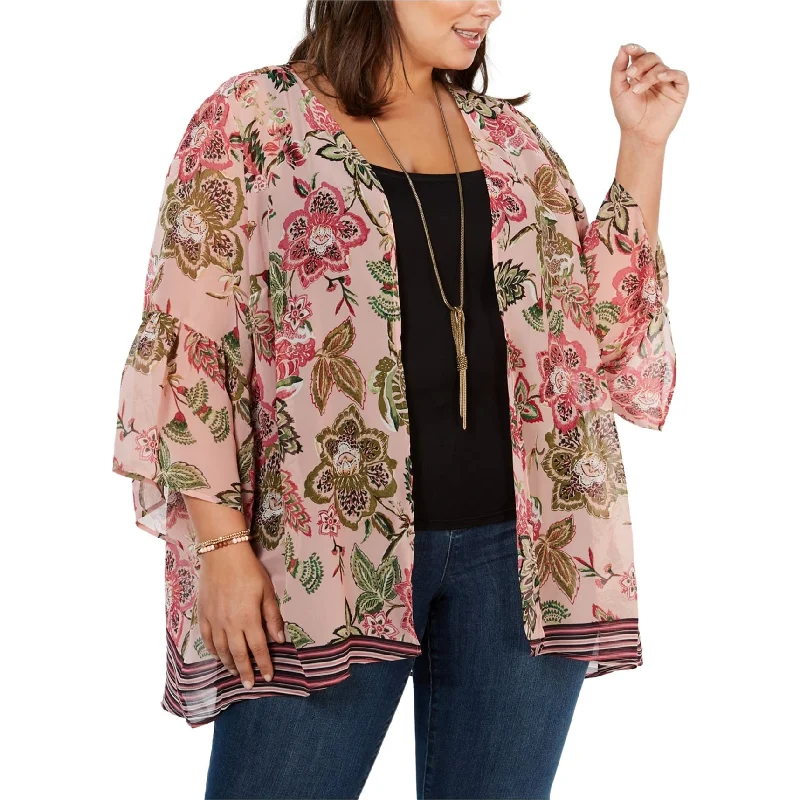 Style & Co. Womens Floral Kimono Jacket