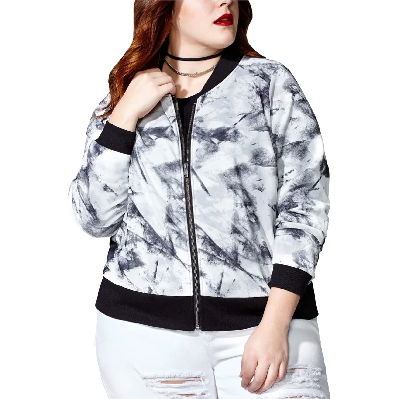 mblm Womens Mesh Bomber Jacket, White, 2X