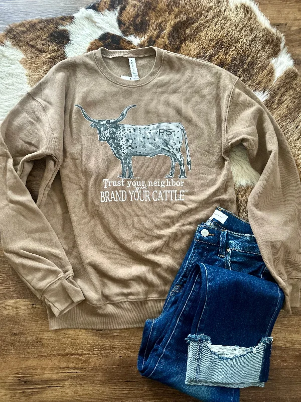 Trust Your Neighbor but Brand Your Cattle Crewneck