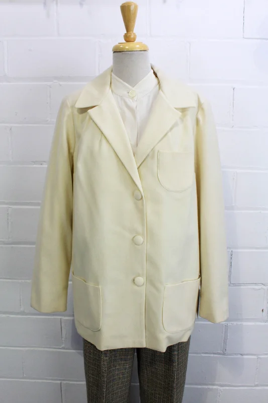 Vintage 1960s/70s Cream Wool Blazer, Large