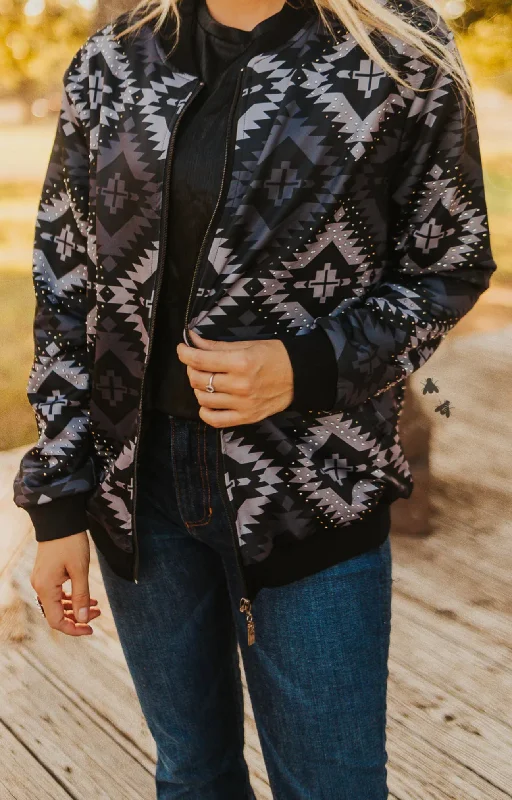 Black Aztec Zip Up Jacket