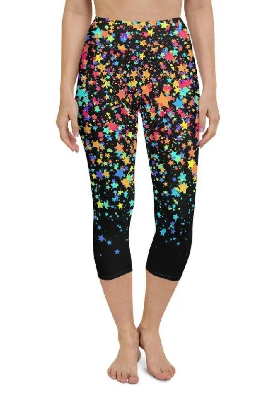 Colorful Gradient Stars Yoga Capris