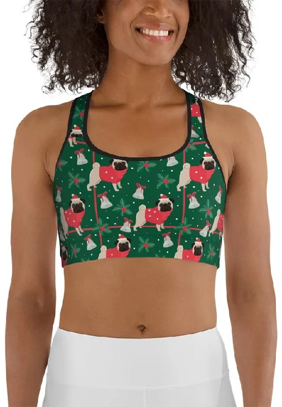 Christmassy Pugs Sports Bra