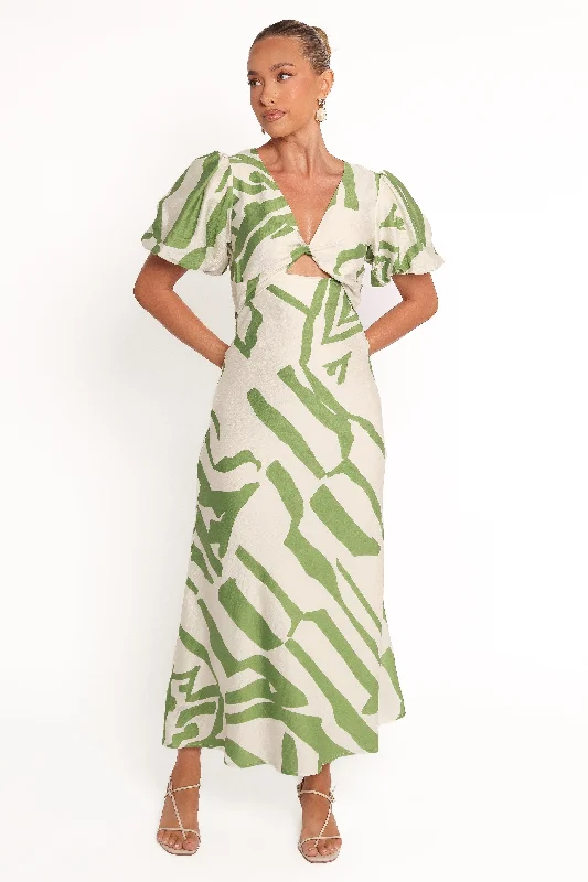 Ginevra Maxi Dress - Cream/Green