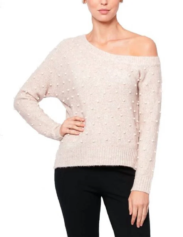 Adalynn One Shoulder Sweater In Blush