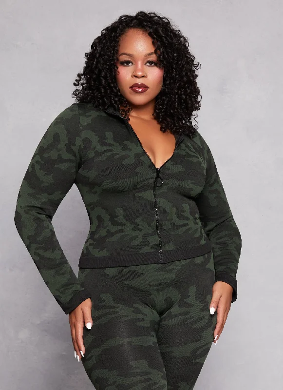 Plus Size Greek Key Seamless Track Jacket