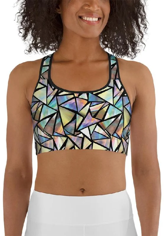 Geometric Mirror Glass Sports Bra