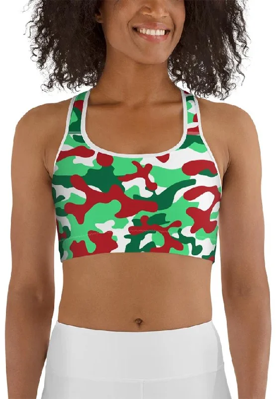 Christmas Camo Sports Bra