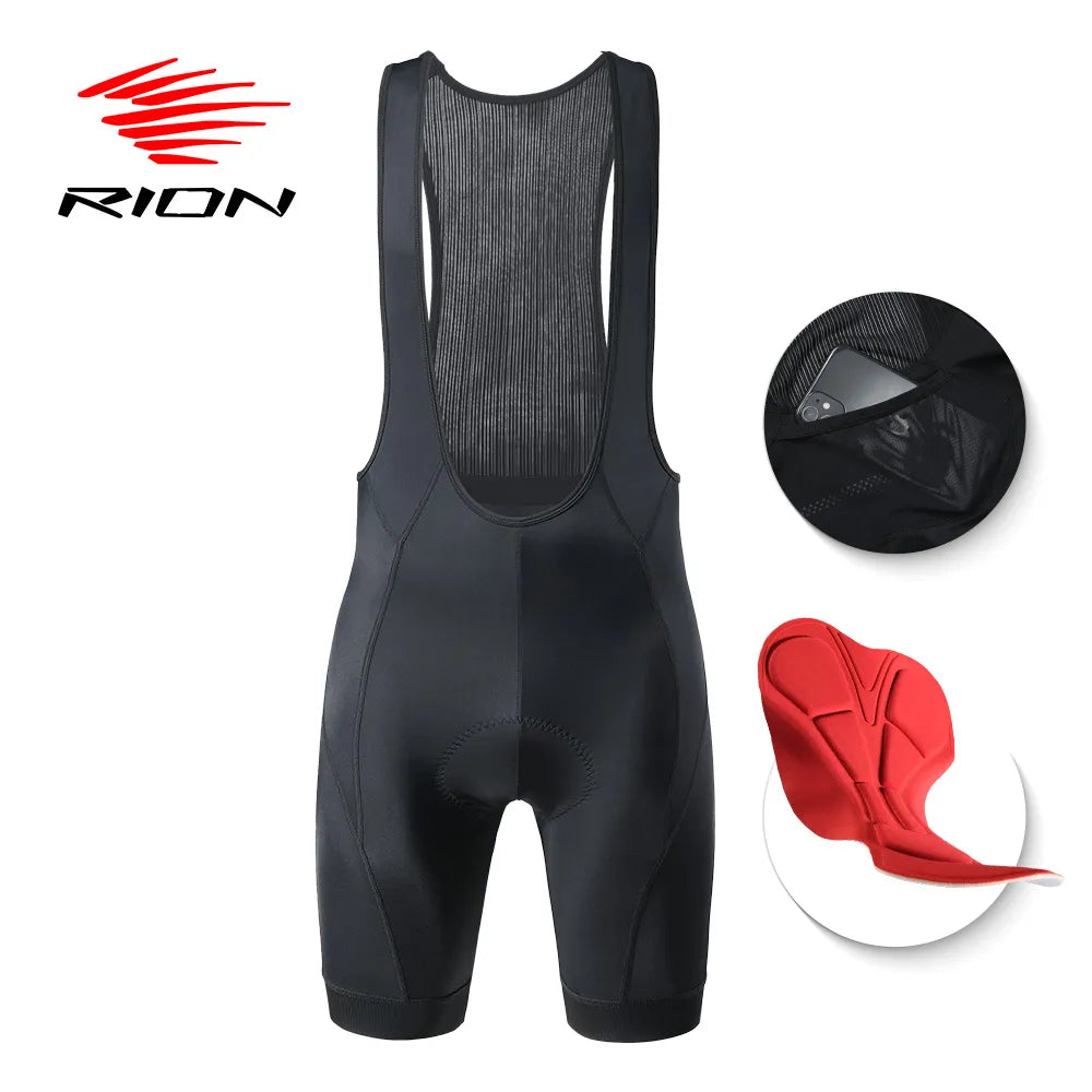 RION Cycling Bib Shorts Men Road BIke MTB Wear Bicycle Clothes Padded Tights With Pockets Male Biker Bibs Motorcycle 5 Hours Pro