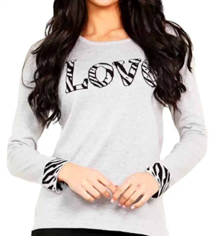 Love Scoop Neck Sweater In Silver