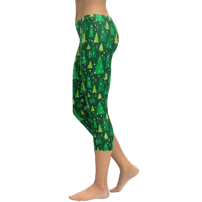 Green Forest Christmas Capris