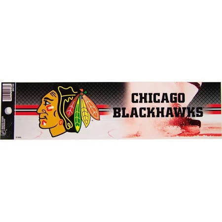 Chicago Blackhawks Wincraft w/ Puck 3x12 Bumper Sticker