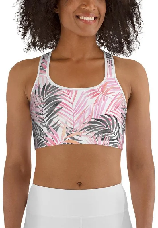 Soft Pink Tropical Sports Bra