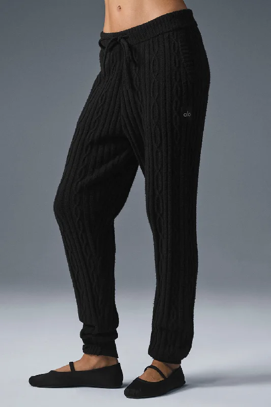 Cable Knit Winter Bliss Pant - Black