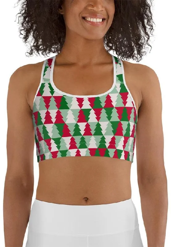 Christmas Tree Pattern Sports Bra