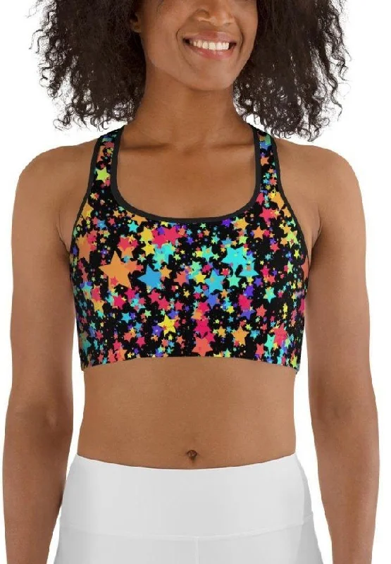 Colorful Gradient Stars Sports Bra