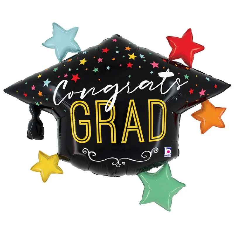 40 inch COLORFUL STARS GRAD HAT